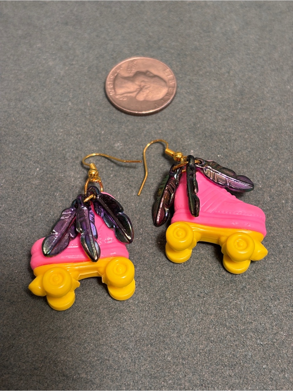 Pink Roller Skate Pierced Earrings